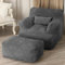 LOVMOC Riesiger Sitzsack Stuhl für Erwachsene, Sitzsack Sofa Stuhl mit Ottomane, Bequemer Lesesessel für Schlafsaal, Dunkelgrau