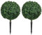 HOMCOM Set de 2 Plantas Artificiales de boj Grande 70 cm con protección UV, Plantas Artificiales como Reales con tutores de Suelo para salón Dormitorio Oficina jardín decoración Moderna