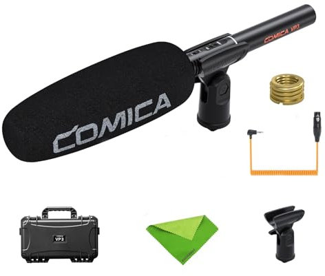 COMICA VP3 XLR Microphone à condensateur directionnel Super cardioïde pour Appareil Photo/caméscope, Micro Professionnel pour la création de Contenu, l'enregistrement vidéo, la réalisation de Films