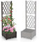 HOMASIS Fioriera con Spalliera da Esterno in PE, Vaso Rettangolare da Giardino con Auto-Irrigante e Fori di Drenaggio, Fioriera con Grigliato per Rampicanti da Balcone (Marrone, 40 x 40 x 122 cm)