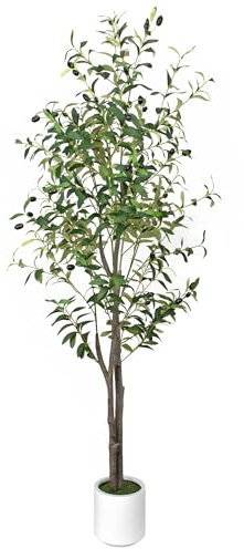 Plante Olivier Artificiel 160 cm, Faux Arbre d'Olive avec Feuilles Réalistes, Décoration Méditerranéenne pour Intérieur et Extérieur, Arbre Imitation Faible Entretien en Pot pour Salon Bureau Terrasse