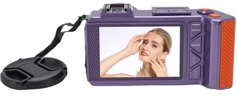 Camcorder Video Camera, 4K 70MP 50X Digital Zoom Auto Focus F1.8 DSLR Vlogging Camera, WiFi, 2 Screen Front Back, Hot Shoe, Support Up to 512GB (Violet)