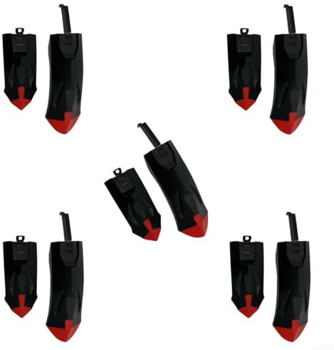 5 Paar Schutzblech-Set vorne und hinten für Kinderfahrräder, passend für 14/16/18 Zoll Modelle, aus stabilem PP-Kunststoff (rot)