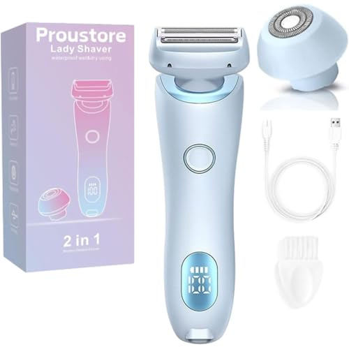 Glisse Pro Sommer Starter Set, Glisse Pro Haarentferner Boulina, Intimrasierer für Frauen, Komfortabler elektrischer 2-in-1-Damenrasierer, Wasserdicht Nass- und Trockenrasierer für Bikini (Bleu)