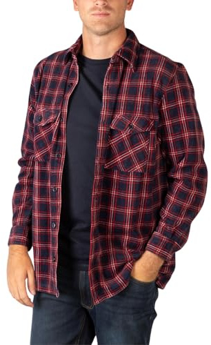 Rydale Men's Fleece Overshirt Button-Down Warm Shirt Long Sleece Check Shirts Shacket for Men