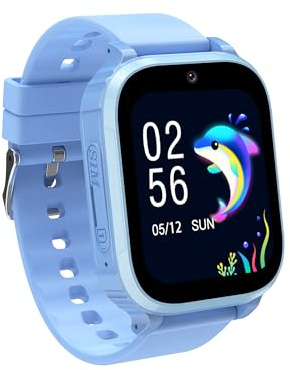 Ruopoem Smartwatch Kinder, 4G Kinder Smartwatch mit GPS und Telefon Videoanruf, GPS UhrKinder Anruffunktion SOS Spiel Voice Wecker Schulmodus SIM IP68 Wasserdicht Handy, Geschenke für Mädchen Jungen
