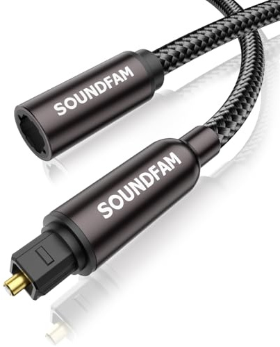 SOUNDFAM Câble d'Extension Optique Câble Toslink Mâle vers Femelle Haute Fidélité pour Cinéma Maison, Barre de Son, Téléviseur et Plus - Noir (Mâle vers Femelle, 2M)