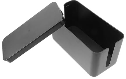 BRIGHTFUFU Boîte de Gestion des Câbles pour Multiprises Noire Petite Rangement Compact pour Bureau Protection et Animaux Cache Fil Pratique avec Couvercle