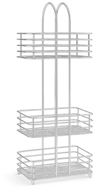 MEHRU 3-Tier Bathroom Storage Caddy Metal Shower Shelf Freestanding shower saddy bathroom storage Shower Basket Caddy Toilet Storage Holder bathroom Organiser for Toiletries. (Silver)