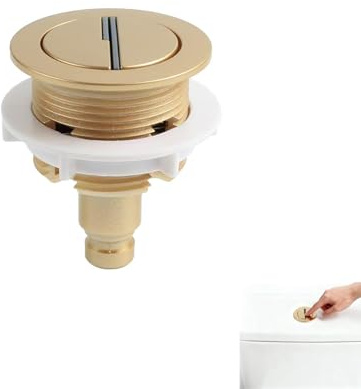 Verazquy Universal Toilet Flush Button Kit - Brushed Gold Flush Replacement for 38-42mm Cistern Holes, Cable Operated Push Button for Concealed Cisterns (Golden)