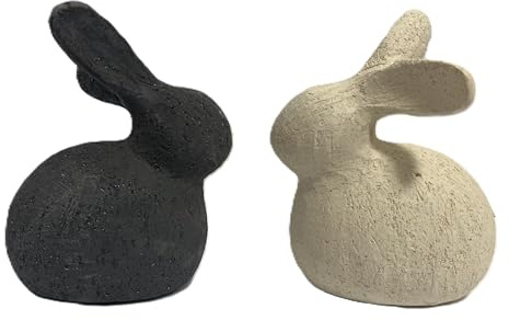G. Wurm GmbH + Co. KG Hase Ostern Beton Optik Grau Beige Modern 2er Set 14 cm