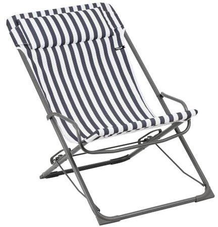 Lafuma MOBILIER - Klappbarer Schaukel-Liegestuhl - Transaswing - Airlon - Grau Rayure Terre LFM5394_A001-5 Jahre Garantie | Hergestellt in Frankreich – Grau – großzügige Breite 58 cm, dekorative Leinwand, angenehm zu berühren
