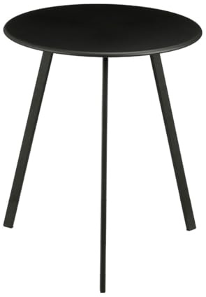 MICA Decorations Seattle Beistelltisch für Außenbereich - Runder Couchtisch - Pflanzentisch und Kaffeetisch - 45 x Ø38 cm - Metall - Schwarz
