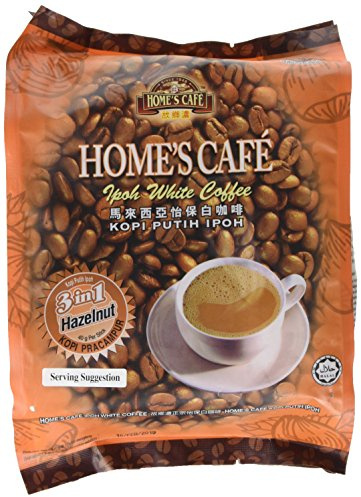 Home's Cafe Premix White Coffee (3 in 1) Malaysia Ipoh White Coffee Hazelnut Flavour 15 Stick Packs (600g)
