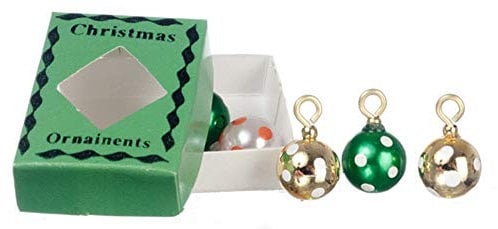 Melody Jane Dolls House Decorations 6 Baubles in a Box Miniature Christmas Tree Ornaments