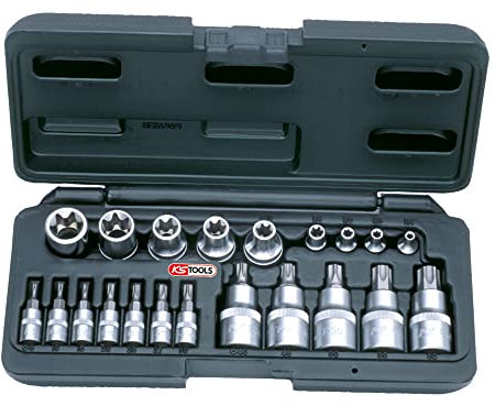 KS Tools 922.4307 Coffret de 21 pièces mâle/femelle torx 1/4 - 1/2 - E4 - E20 - T8 - T60