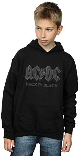 Absolute Cult Official Licensed AC/DC Back in Black Boys' Hoodie - Iconic rock band merch, warm fleece interior, durable print, UK - Machine Washable - Officially Licensed