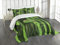 ABAKUHAUS Bambus Tagesdecke Set, Jungle Bäume Spaß-Frosch, Set mit Kissenbezügen Waschbar, für Doppelbetten 220 x 220 cm, Grün