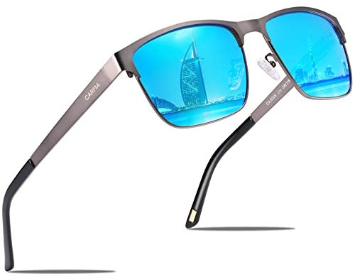 CARFIA Polarisierte Herren Sonnenbrille Metallrahmen UV 400 Fahrerbrille Sportbrille Kategorie 3