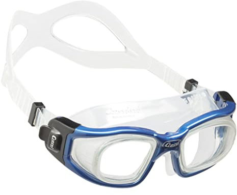 Cressi Galileo Goggles Gafas de natación con Lentes de Vidrio Templado, Unisex Adulto, Transparente/Azul Metalizado, Uni