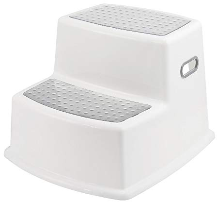 Taylor & Brown Dual Height Step Stool for Toddlers & Kids, Potty Training for Bathroom, Kitchen, Two-Step Design With Soft-Grips, Grey