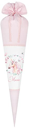 Manufaktur Liebevoll Schultüten aus Stoff personalisiert mit Namen des Kindes I Zuckertüten mit verschiedenen Motiven für Mädchen und Jungen (Motiv “Marie”)