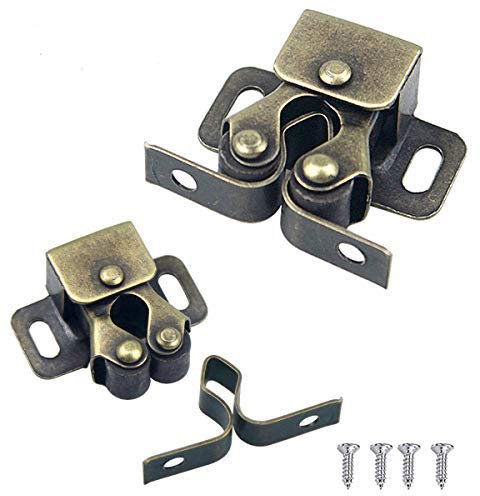 Door Catches,10pcs Double Roller Cupboard Door Latch Hardware,Bronze Plated Roller Cabinet Catch with Screws for Wardrobe,Home Furniture