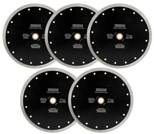 DT-DIATOOL Diamant Trennscheibe 5 Stücke 230 mm x 22,23 mm/16 mm Sägeblatt mit Mesh Turbo für Porzellan Fliesen Marmor Keramik Granit