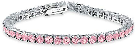 Bling Jewelry 12 Ctw 4 Prong Basket Set Solitaire Round Cubic Zirconia Aaa Cz Bracciale Da Tennis Per Le Donne Prom Bride Placcato In Argento Simulato Jewel Color Birthstones 7.5 Inch
