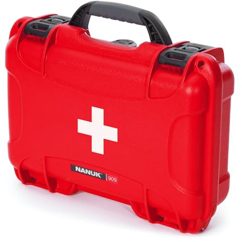 Nanuk 909 Erste-Hilfe-Überlebensausrüstung, wasserdicht, Staub- und stoßfest, Erste-Hilfe-Koffer, Rot