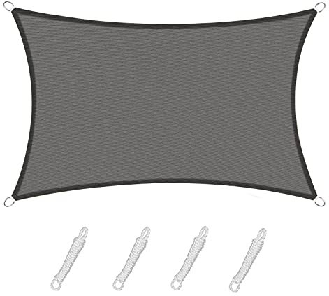 Sunnylaxx 3x4m Sonnensegel Rechteckig, Sonnenschutz Sunsegel Color Anthrazit, 95% UV-Schutz,für Außenbereich,Garten