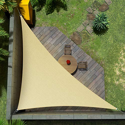 Amgo Voile d'ombrage Triangulaire Beige - 45,7 x 45,7 x 75,5 cm - Protection Contre Les UV - Résistant aux UV - Qualité Commerciale - pour extérieur ou terrasse