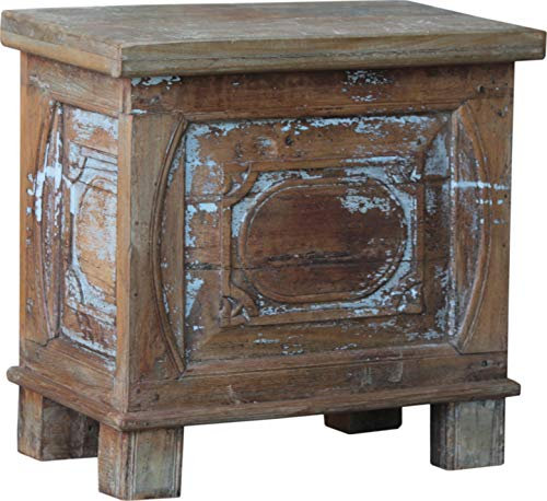 GURU SHOP Vintage Holzbox, Holztruhe, Couchtisch, Kaffeetisch aus Massivholz, Verziert - Modell 40, 57x56x33 cm