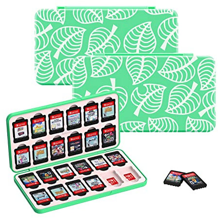 JINGDU Custodia per schede di gioco per Nintendo Switch, resistente e portatile, 48 slot di archiviazione dei giochi con 24 slot per schede di gioco e 24 slot per schede Micro SD (Animal Crossing)