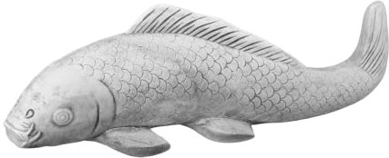 gartendekoparadies.de Statue Fisch Karpfen, Steinfigur, H. 22 cm, L. 68 cm, 18 kg, Grau, frostsicher aus Steinguss für Außenbereich