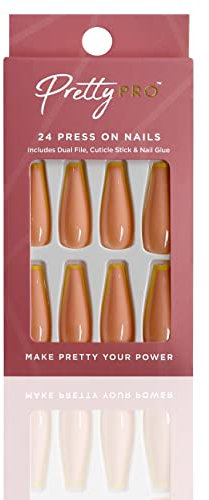 Pretty Pro Press On False Nails Yellow There 24pcs