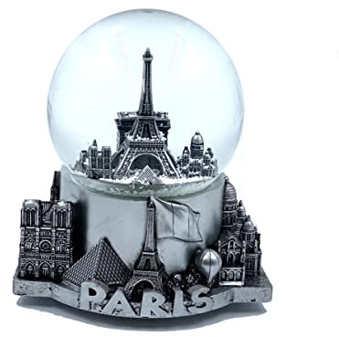 Paris Schneekugel mit Musik, romantisches Geschenk, Souvenir, Dekoration für Zuhause, Büro (Silber)