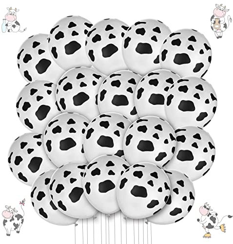 Abeillo 20 Stück Kuh Luftballons Lustige Kuh Druck Luftballons Kuh Latex Ballons für Geburtstag Western Cowboy Deko, Bauernhof Deko,Festivals Party Dekoration Supplies
