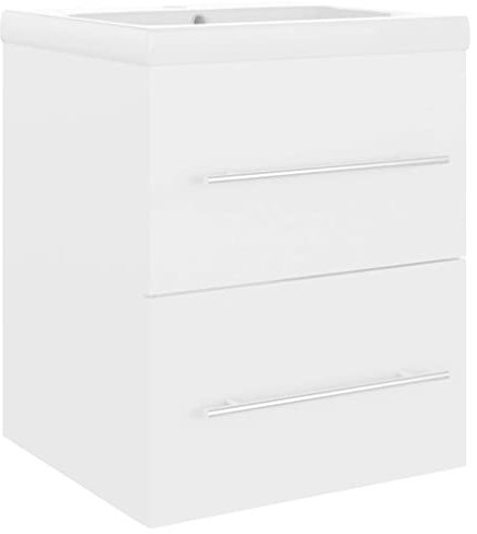 vidaXL Armoire d'Evier avec Lavabo Intégré Meuble de Salle de Bain Armoire de Rangement avec Vasque Toilette Intérieur Blanc Bois d'Ingénierie