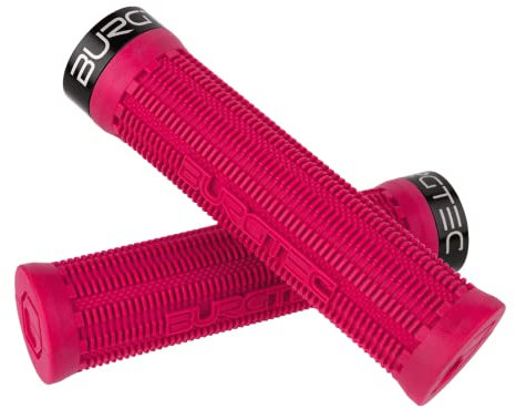 Burgtec Bartender Pro Greg Minnaar MTB Grips - Toxic Pink/Single Lock On Mountain Bike Biking Cycling Cycle Trail Enduro Riding Ride Comfort Handle Bar Handlebar Race Part Locking Tacky Rubber Pair
