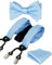 Alizeal Herren Polka Dot Hosenträger und selbstgebundene Fliege mit Einstecktuch im Set，Hellblau