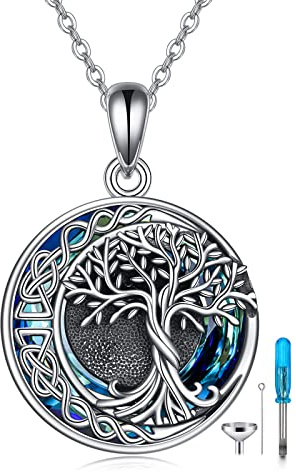 YAFEINI Tree of Life Urn Necklaces for Ashes 925 Sterling Silver Tree of Life Crystal Cremation Jewelry for Ashes Memory Jewellery for Women Men