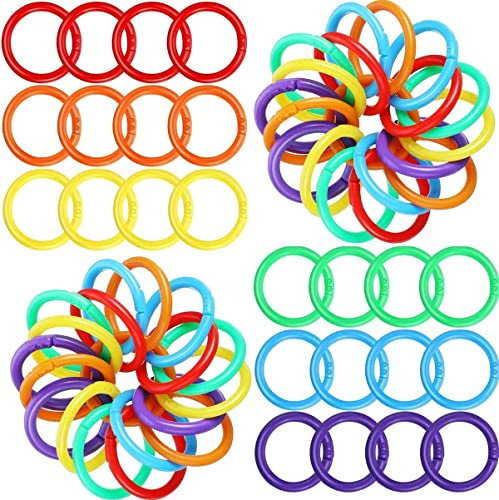 MaoNativey 100 Pièces Anneaux de Livre Plastique, Reliure de Livre Coloré, Multicolores Anneaux de Livre pour Bricolage Album Papier Artisanal Cartes Bloc-Notes(28mm)