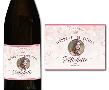 forefrontdesigns Personalised Champagne Photo Label - Custom Champagne Label Bottle Sticker, Perfect for Weddings, Anniversaries, Birthdays & Gifts - Premium Customisable Prosecco Sticker