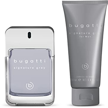 bugatti Signature grey Set de regalo Perfume Hombre I Eau de Toilette 100 ml y gel de ducha 200 ml I Aroma cítrico para hombre | Caja de regalo Set de cuidado con perfume y gel de ducha I Fresco