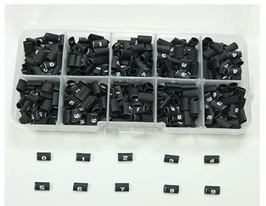 Plastic box heat shrink tubing marker label Wire Number 0 to 9 1-16mm PVC insulation shrink ratio 2:1-black color,8.0mm