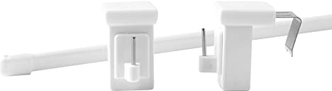 Deco-Raum Asta per tendine, 1 pezzo, estensibile, bianco, lunghezza 50-80 cm con gancio girevole per telaio della finestra 10-27mm, asta per vetro ovale, asta per tende senza forare