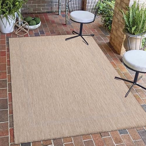 Carpetsale24 Outdoor Teppich Wetterfest 300x400 (280 x 370 cm) Sisal Optik Beige - Teppich Waschbar, Wasserfest, Pflegeleicht und Flachgewebe - Ideal für Balkon, Garten, Terrasse und als Küchenteppich