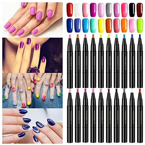 19 Colors Nail Polish, One Step Gel Nail Pen - Need UV LED Lamp for Drying - DIY Drawing Marker for Nail Art Decoration, 1PC