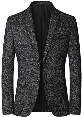 pvucpot Sakko Herren Regular Fit Klassisch Blazer Tweed Anzugjacke Wolle für Hochzeitsfeier Anzugjacke
